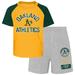 Toddler Gold/Heather Gray Oakland Athletics Two-Piece Groundout Baller Raglan T-Shirt & Shorts Set