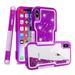 FIEWESEY Case for iPhone X 3 in1 Layers Hybrid Liquid Heart Shaped Glitter Flowing Quicksand case Clear Soft Shockproof TPU Slim Protective Cover for iPhone X/XS(Purple)