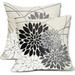 Black Gray Grey Pillow Covers 16x16 Inch Dahlia Flower Decorative Throw Pillows Modern Geometry Floral Outdoor Farmhouse Pillowcase Linen Square Cushion Case Decor for Home Sofa Couch Bed Set of 2