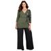 Plus Size Women's Curvy Collection Colorblock Wrap Top by Catherines in Olive Green Texture (Size 2X)