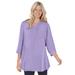 Plus Size Women's Three-Quarter Sleeve Tab-Front Tunic by Woman Within in Soft Iris Dot (Size 6X)