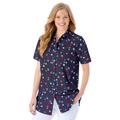 Plus Size Women's Perfect Short Sleeve Shirt by Woman Within in Navy Hearts And Stars (Size M)