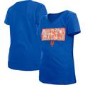 Girls Youth New Era Royal York Mets Flip Sequin Team V-Neck T-Shirt