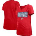 Girls Youth New Era Red Washington Nationals Flip Sequin Team V-Neck T-Shirt