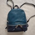 Michael Kors Bags | Michael Kors Rhea Color Block Pebbled Leather Backpack Medium | Color: Black/Blue | Size: Os