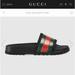 Gucci Shoes | Gucci Mens Web Rubber Slide Sandal | Color: Black | Size: 9