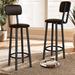 17 Stories Lochess 24" Counter Stool Upholstered/Leather/Metal/Faux leather in Black/Brown | 35.4 H x 17 W x 17 D in | Wayfair