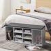 Latitude Run® Cafer Shoe Storage Bench Polyester/Wood/Manufactured Wood in Gray/White | 19 H x 41 W x 12 D in | Wayfair