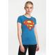 T-Shirt LOGOSHIRT "Superman" Gr. L, blau (blau, mehrfarbig) Damen Shirts Print