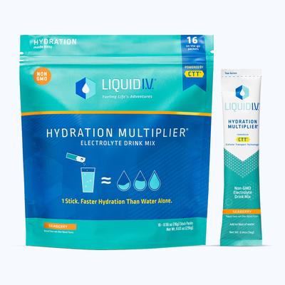 Liquid I.V. Seaberry Powdered Hydration Multiplier (16 Pack) - Powdered Electrolyte Drink Mix Packets