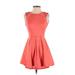 Bebe Casual Dress - A-Line Crew Neck Sleeveless: Pink Print Dresses - Women's Size X-Small