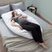 Full Body Pillow for Pregnancy - Maternity Pillow with Contoured U-Shape by Bluestone (White)