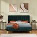 Everly Quinn Upholstered Low Profile Platform Bed Velvet, Metal in Green/Black | 41.33 H x 53.93 W x 80.31 D in | Wayfair