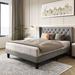 Lark Manor™ Hilbert Low Profile Platform Bed Frame w/ Headboard Wood & /Upholstered/Linen in Gray | 43.3 H x 56.7 W x 76.8 D in | Wayfair