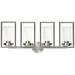 Latitude Run® Kinzington Hardwired 4 Light Armed Sconce in Bright Satin Nickel Glass/Metal | 13 H x 28.5 W x 6.38 D in | Wayfair