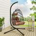 Dextrus Hanging Egg Swing Chair Hammock Chairs Indoor with Steel Stand UV Resistant Cushion 350lbs Brown