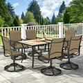 Dextrus Patio Dining Set 7-Piece Outdoor Patio Furniture Dining Set Including 59 Rectangular Patio Dining Table and 6 Swivel Dining Chairs Outdoor Dining Set Ideal for Patio Lawn Garden Porch