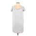 Lou & Grey Casual Dress - Shift Scoop Neck Short sleeves: Gray Print Dresses - Women's Size X-Small