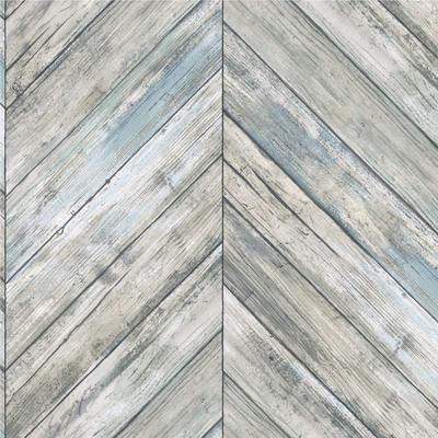 Peel And Stick Wallpaper by RoomMates in Herringbone Wood Blue