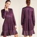 Anthropologie Dresses | Maeve By Anthropologie Mini Dress S Gillian Abstract V Neck Long Sleeve Casual | Color: Purple | Size: S
