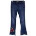 Free People Jeans | Free People Rose Floral Embroidered Flare Denim Jeans Low Rise Women's Size 29 | Color: Blue | Size: 29