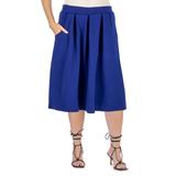 Elastic Waist Pleated Knee Length Plus Size Pocket Skirt