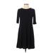 Old Navy Casual Dress - A-Line Crew Neck 3/4 sleeves: Black Print Dresses - Women's Size X-Small