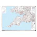 Large Southwest England And South Wales Postcode Wall Map - Covering Cardiff And Bristol - City Plan Inlays, County Boundaries, Motorways, Primary 'A'+'B' Roads, Towns, Cities