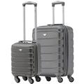 Flight Knight Suitcase Set of 2 Lightweight 4 Wheel ABS Hard Case Cabin Carry On Hand Luggage - Ryanair Maximum Size for Overhead Cabin & Under Seat Carry-On - 55x40x20cm & 40x20x25cm