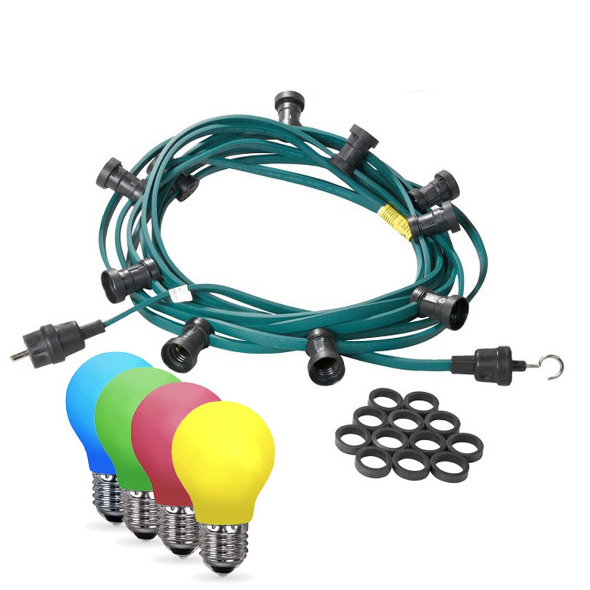 SATISFIRE Illu- Party Garten Außenlichterkette 20m grün 20x bunte LED Tropfenlampen Image