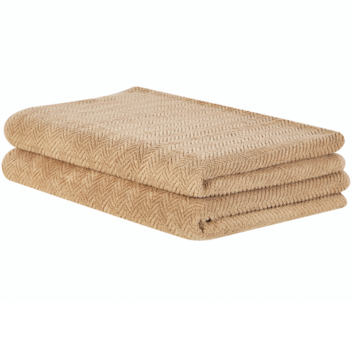 Handtuch-Set Sandbeige Frottee Baumwolle 2-teilig Strandtuch 100 x 150 cm Modern Saugfähig Schnelltrocknend Ringgesponnen für Bad