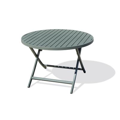Table de jardin ronde pliante en aluminium vert kaki