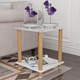 1-Piece Black Side Table , 2-Tier Space End Table ,Modern Night Stand, Sofa table, Side Table with Storage Shelve