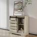 Side Cabinet Buffet Sideboard with Sliding Barn Door and Interior Shelves