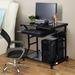 Rolling Desk Corner Computer Gaming Table Black