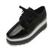 gvdentm Platform Sneakers Woman s Pu Leather Tennis Shoes Low Top Lace Up Casual Shoes Comfortable Fashion Sneaker
