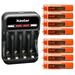 Kastar 8-Pack Battery and CMH4 Smart USB Charger Compatible with Panasonic KX-TG4746B KX-TG4753 KX-TG4763 KX-TG4771 KX-TG4771B KX-TG4772 KX-TG4772B KX-TG4773 KX-TG4773B KX-TG4784 KX-TG4793 KX-TG484SK