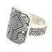 Ancestral Knight,'Men's Sterling Silver Cocktail Ring with Geometric Motifs'