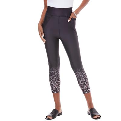 Plus Size Women's Side-Pocket Performance Capri by Roaman's in Black Ombre Cheetah (Size 34/36)