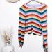 American Eagle Outfitters Sweaters | American Eagle Rainbow Stripes Cropped Long Sleeve Pullover Sweater | Color: Pink/Purple | Size: Xs