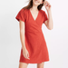 Madewell Dresses | Madewell Mini Dress Small Red V-Neck Flutter Short Sleeve Faux Wrap | Color: Black/Red | Size: S