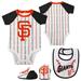 Newborn & Infant White San Francisco Giants Three-Piece Play Ball Raglan Bodysuit Booties Bib Set