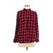 H&M Long Sleeve Button Down Shirt: Red Checkered/Gingham Tops - Women's Size 8