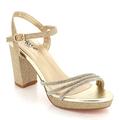 AARZ LONDON Womens Ladies Embellished Crystal Open Toe Ankle-strap Evening Wedding Party Prom Bridal Platform High Heel Gold Sandals Shoes Size UK 8 EU 41