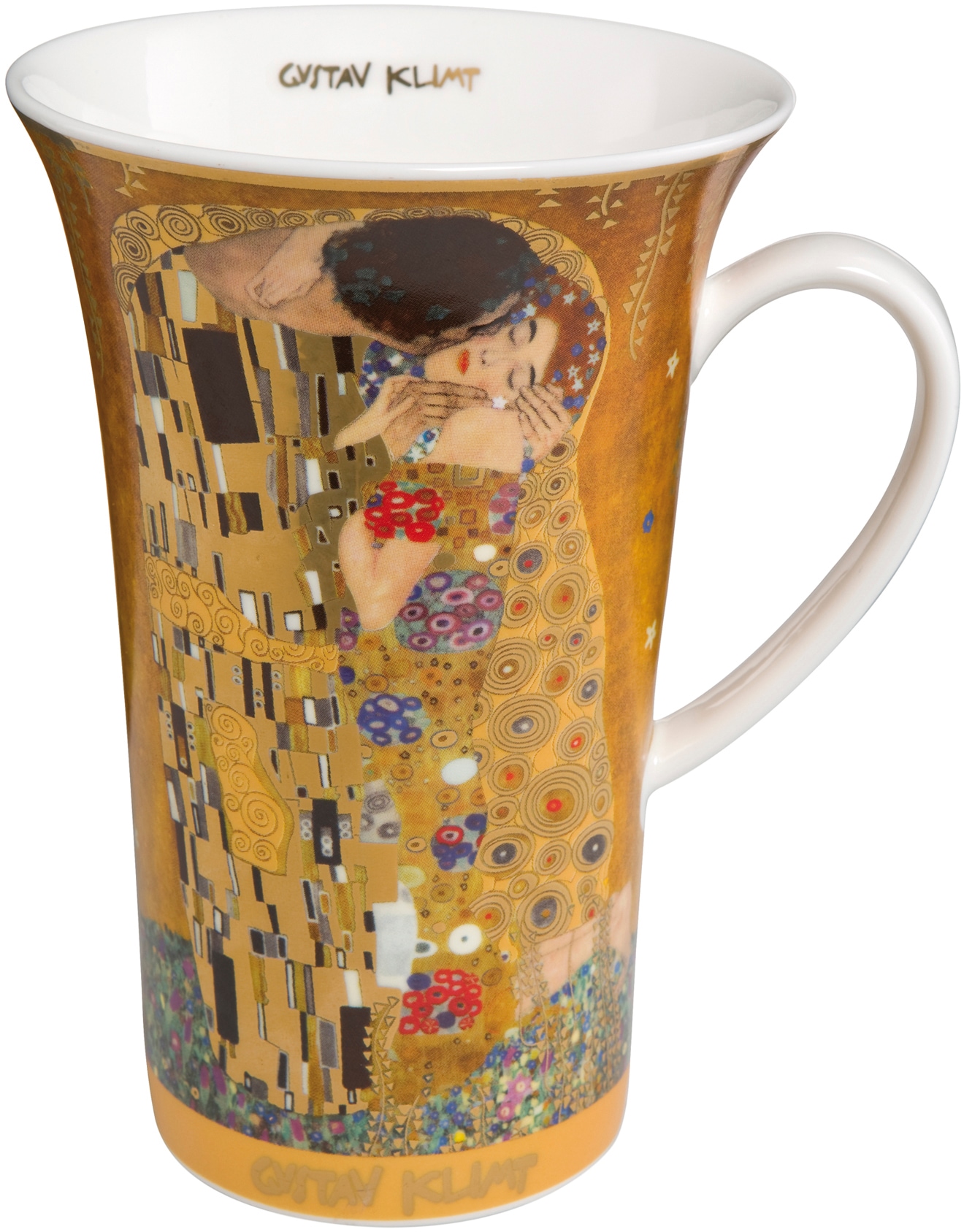 Becher GOEBEL "Der Kuss", bunt, H:15cm Ø:10cm, Fine China-Porzellan, Trinkgefäße, goldfarben Image