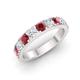 Diamondere Certified Ruby and Diamond Engagement Ring in 9ct White Gold | 1.14 Carat Half Eternity Stackable Band for Women, UK Size M