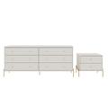 Jasper Full Extension Double Wide Dresser and Nightstand Set of 2 in Off White - Manhattan Comfort 2-652153