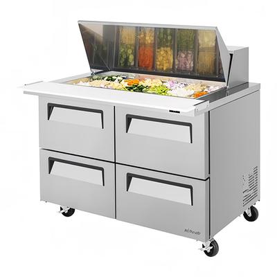 Turbo Air TST-48SD-18-D4-N 48" Super Deluxe Mega Top Sandwich/Salad Prep Table w/ Refrigerated Base, 115v, Stainless Steel