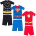 DC Comics Justice League Batman Superman The Flash Toddler Boys Pajama Shirts Shorts Black / blue / Red 5T