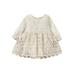 Infant Baby Girl Romper Dress Crochet Lace Long Sleeve Round Neck Floral Princess Party Dress